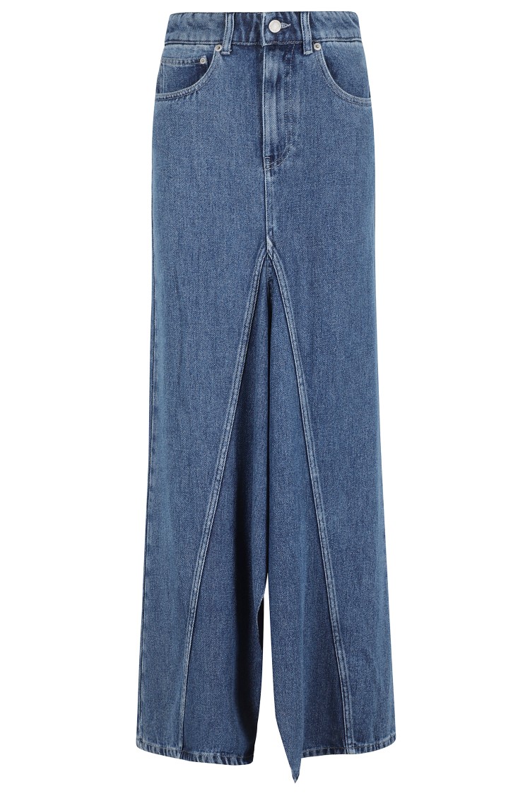 Erika Cavallini Denim Skirt With Unique Front In Blue