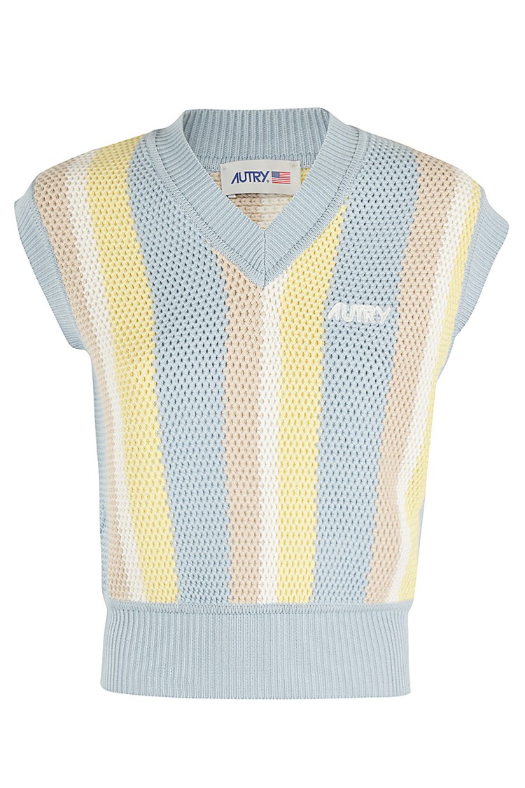 Autry Knitted Vest In Multicolored Cotton In Multicolor