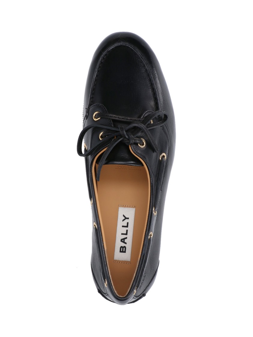 Bally Round Toe Slip-on Moccasins With Tonal Logo Detail In Black
