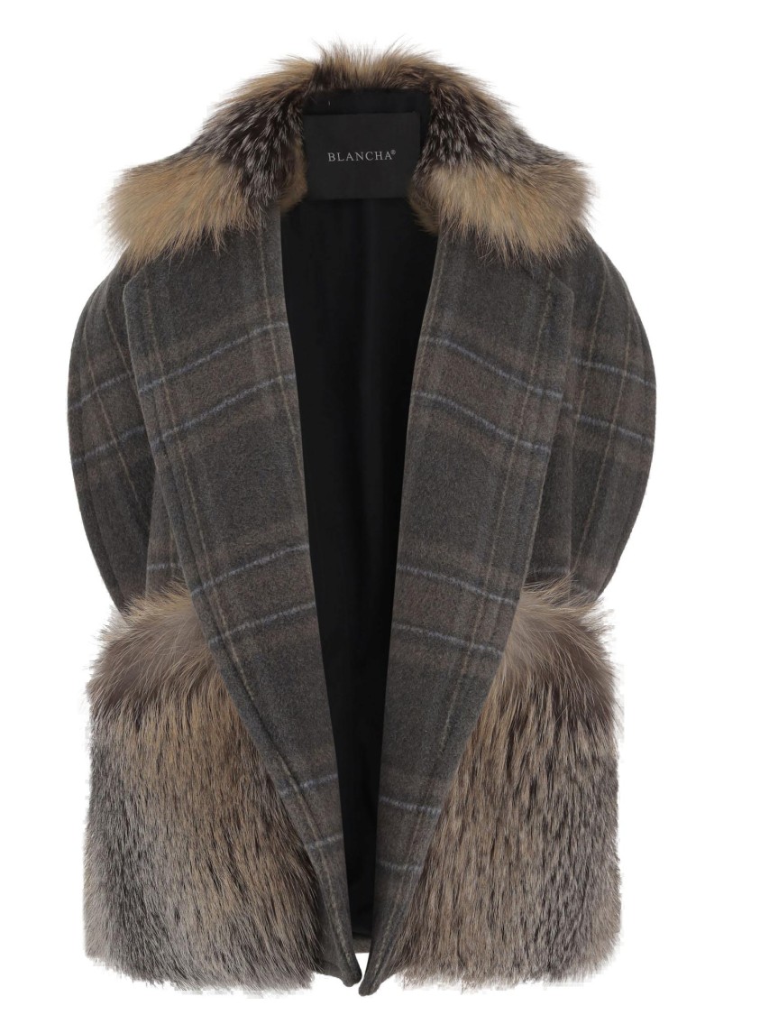 Blancha Alpaca And Wool Blend Vest With Fur In Gray