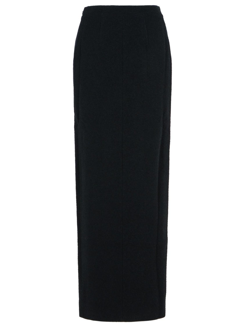 Alessandra Rich Long Skirt In Black Virgin Wool Blend Women In Black