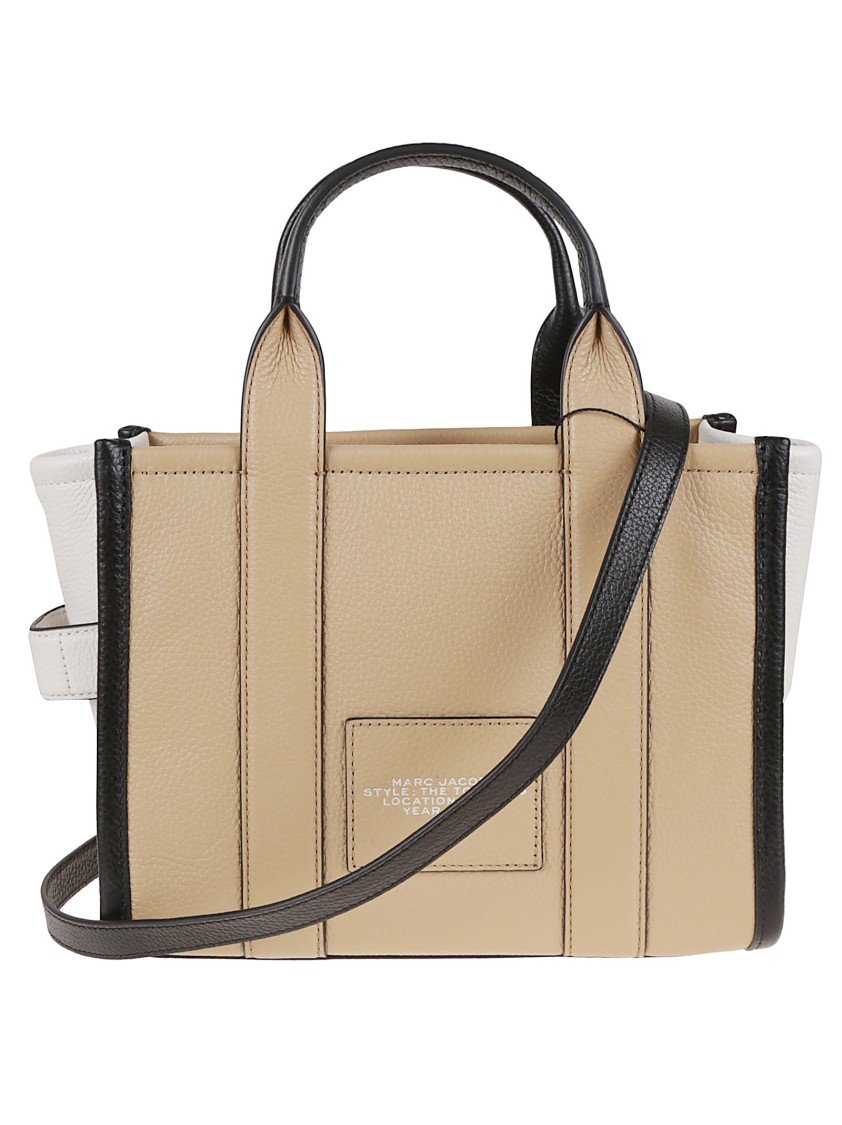 Marc Jacobs Two-tone Leather Tote With Structured Silhouette In Neutral