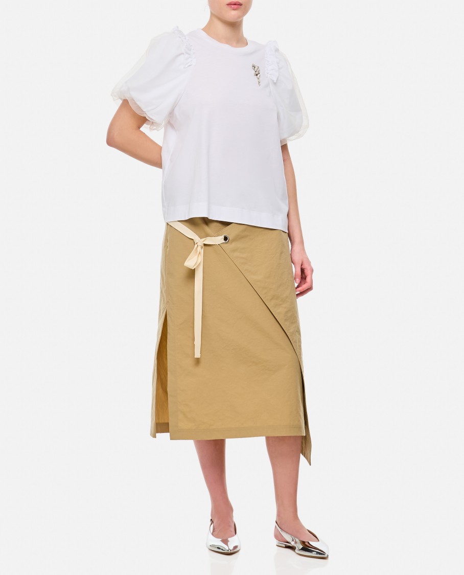 Plan C Asymmetrical Flared Skirt With Front Tie Detail In Neutrals