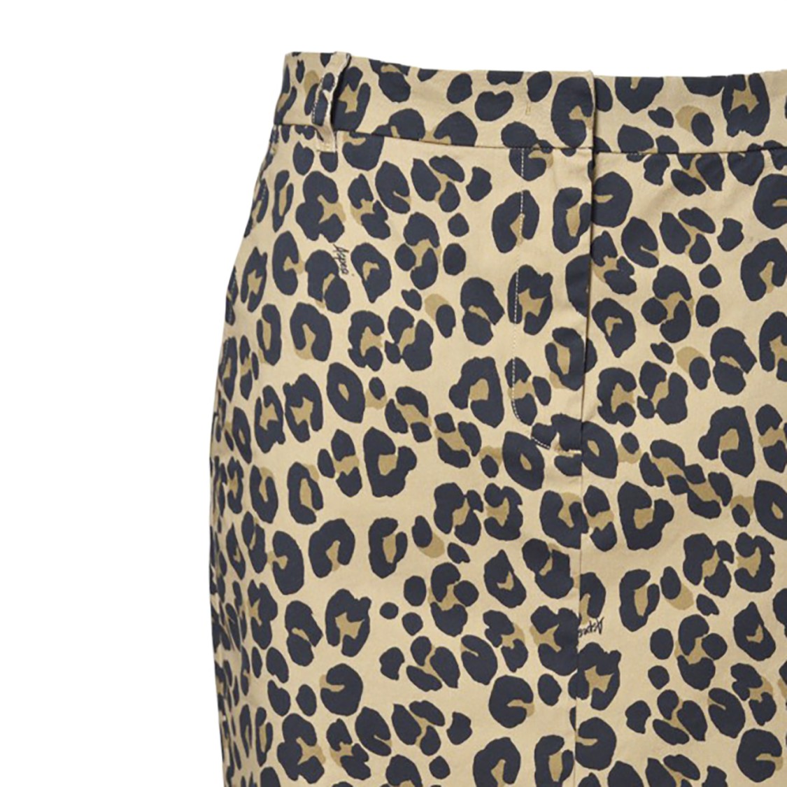 Aspesi Animal Print Cotton Midi Skirt In Multicolor