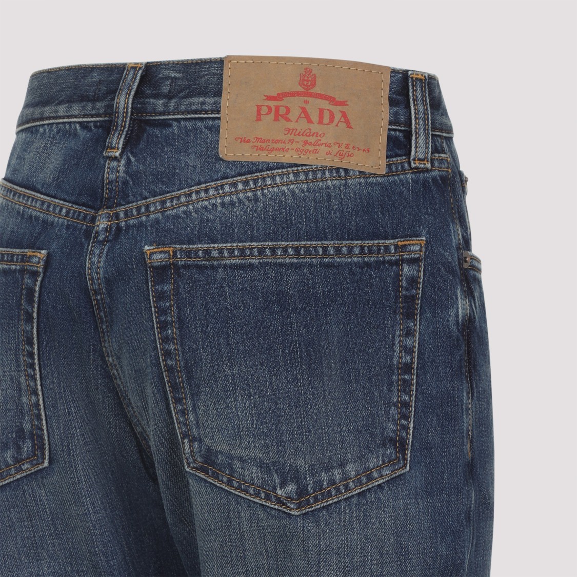 デニム・ジーパン Prada Classic Straight-Leg Denim Jeans With Branded Patch Prada Five-Pocket Denim Jeans | Saks Fifth Avenue