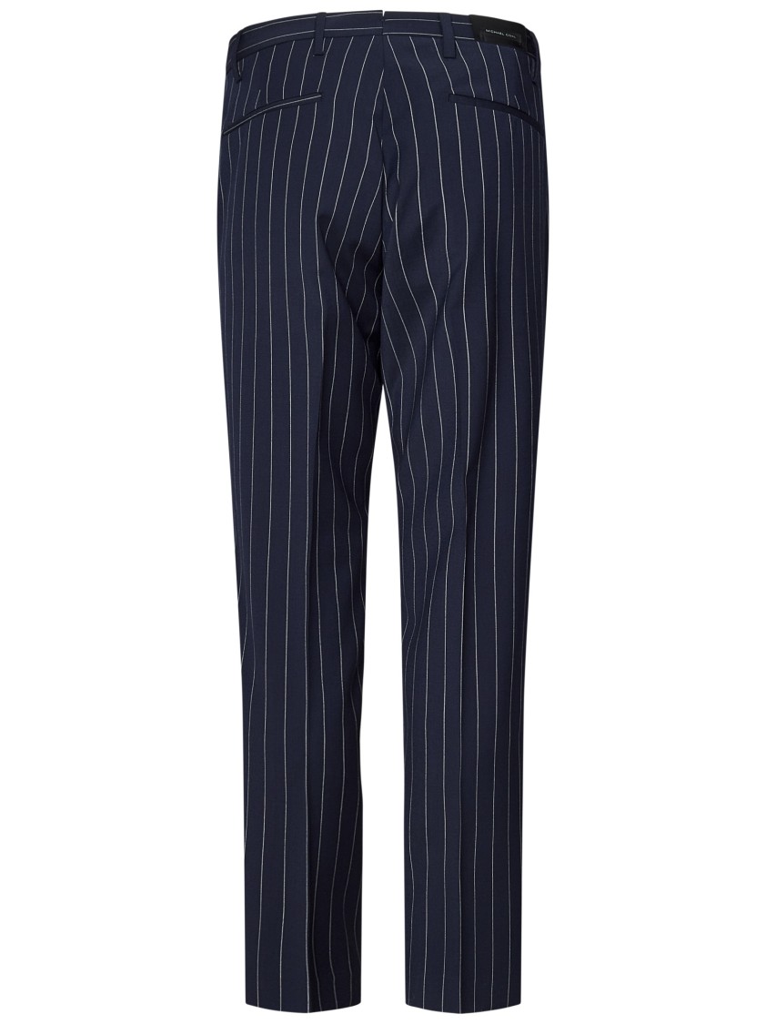 MICHAEL COAL MICHAEL COAL PINSTRIPED TAILORED TROUSERS IN WOOL BLEND CANVAS