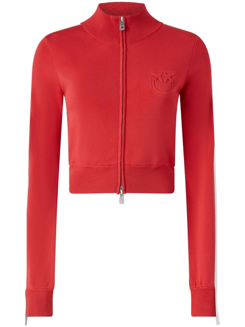 Pinko Cropped Sweatshirt In Technical Fabric In Red