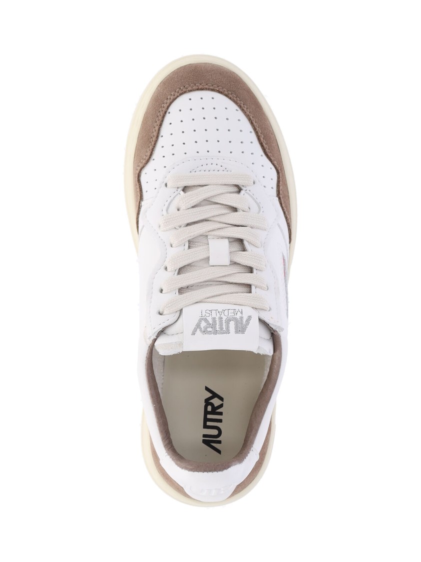 Autry Low Sneaker With Contrast Panels And Perforated Detailing In White