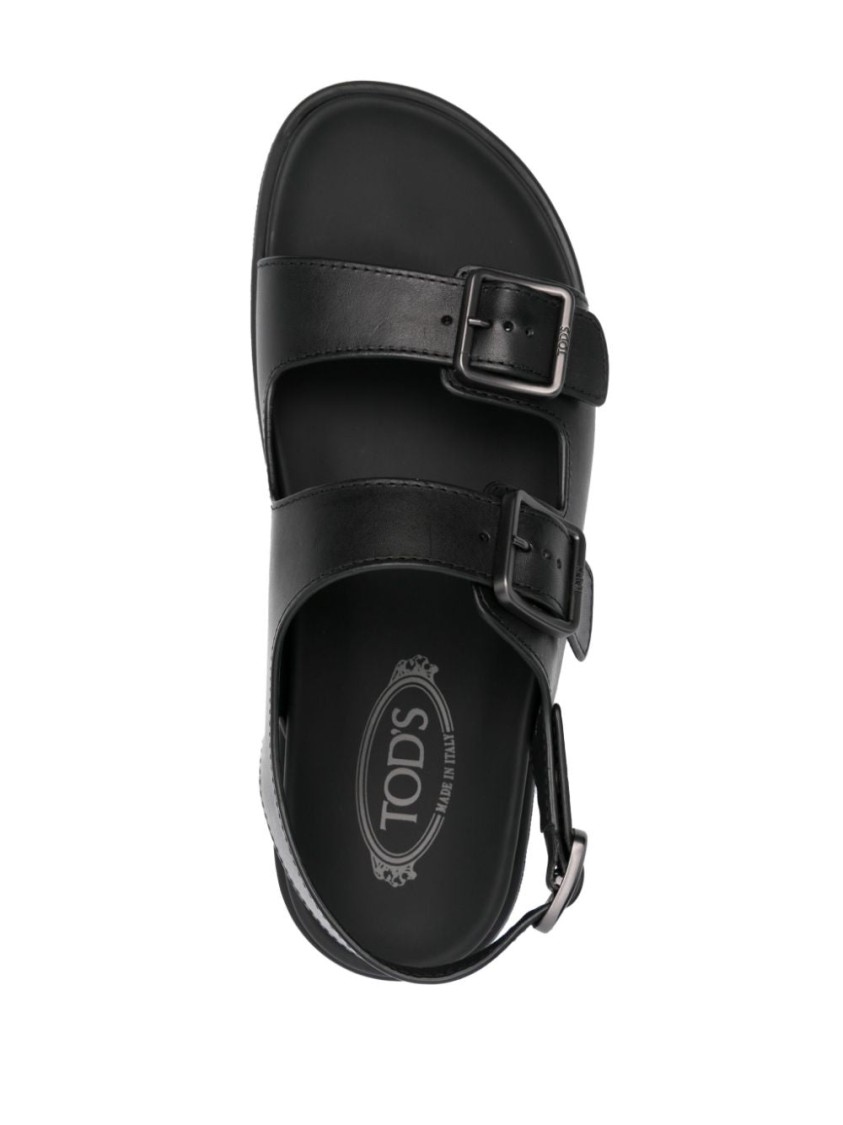 Tod's Open Black Leather Sandals In Black