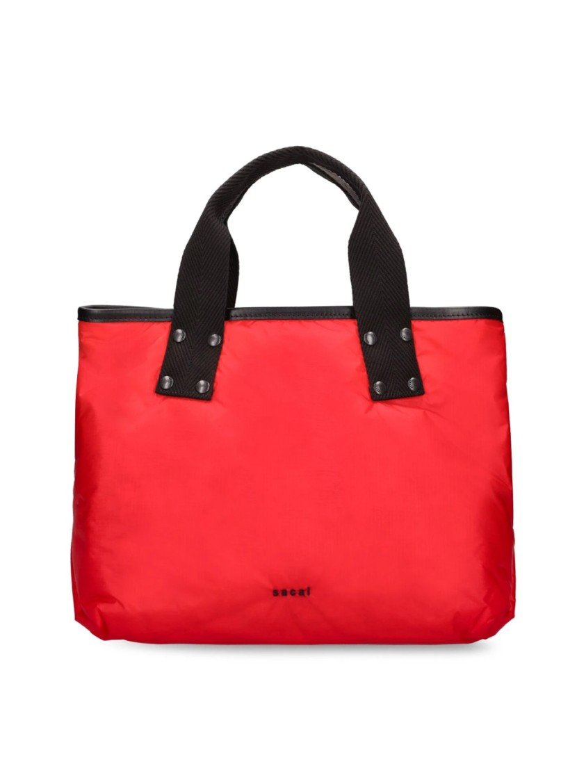 Sacai Skytex Tote Large トートバッグ ラージ サカイ Sacai Skytex Logo Shopping Bag Tote Bag in Red | THE LIST