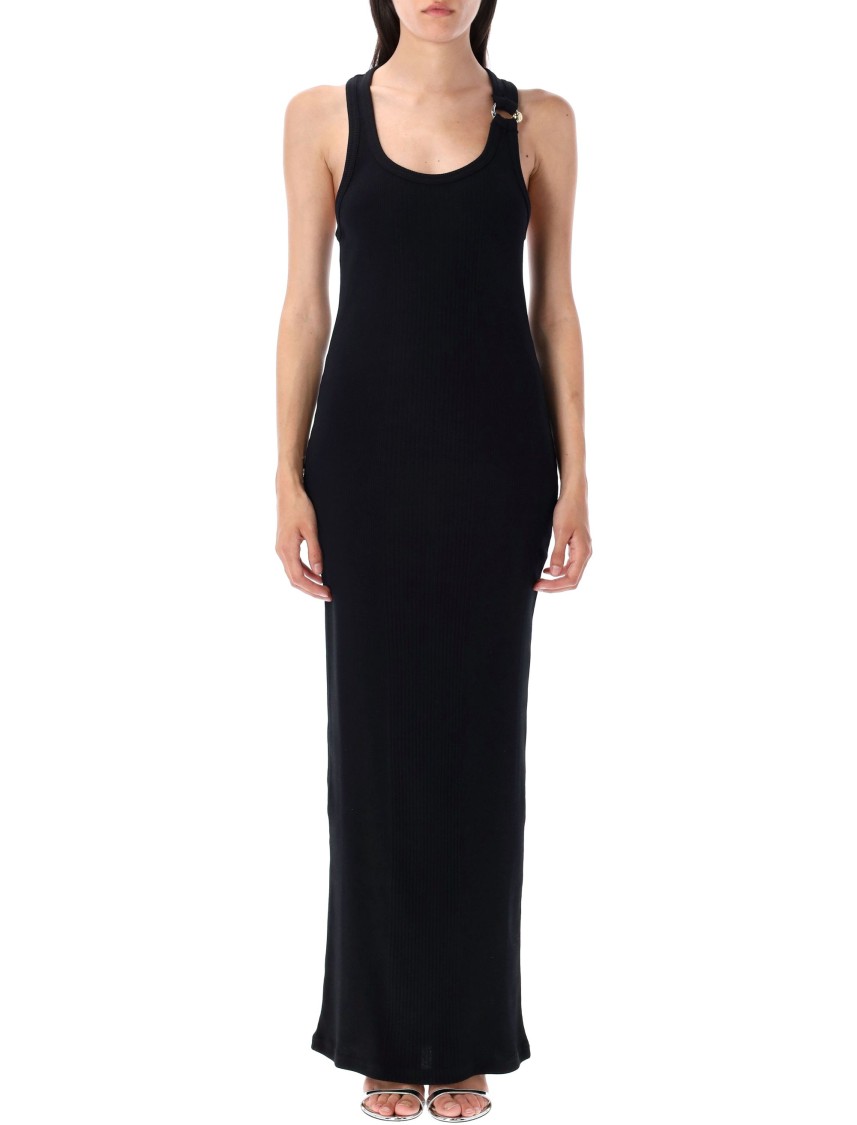 Jean Paul Gaultier Womens Black Ribbed Scoop-neck Cotton-jersey Midi Dress In Black