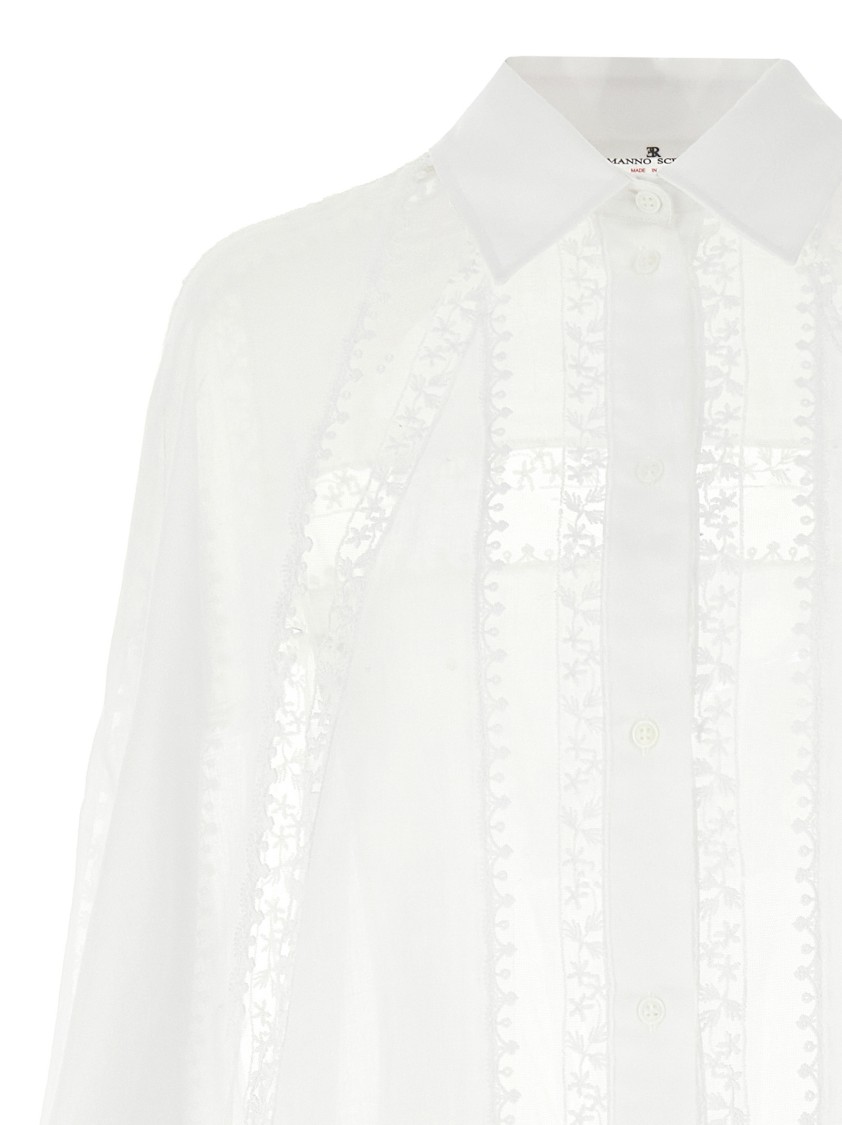 Ermanno Scervino Macramé Lace Cotton Shirt With Tulle Inserts