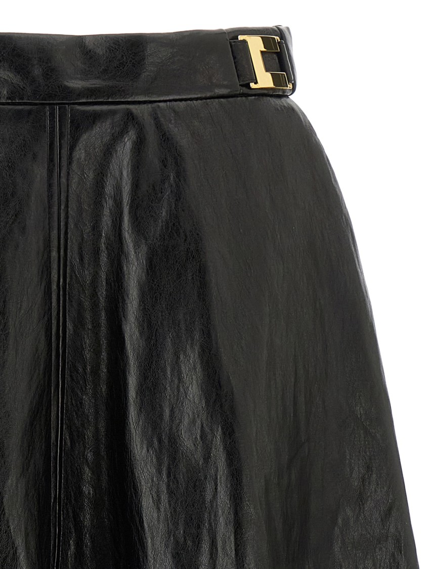 Elisabetta Franchi Flared Midi Skirt With High Waist In Black