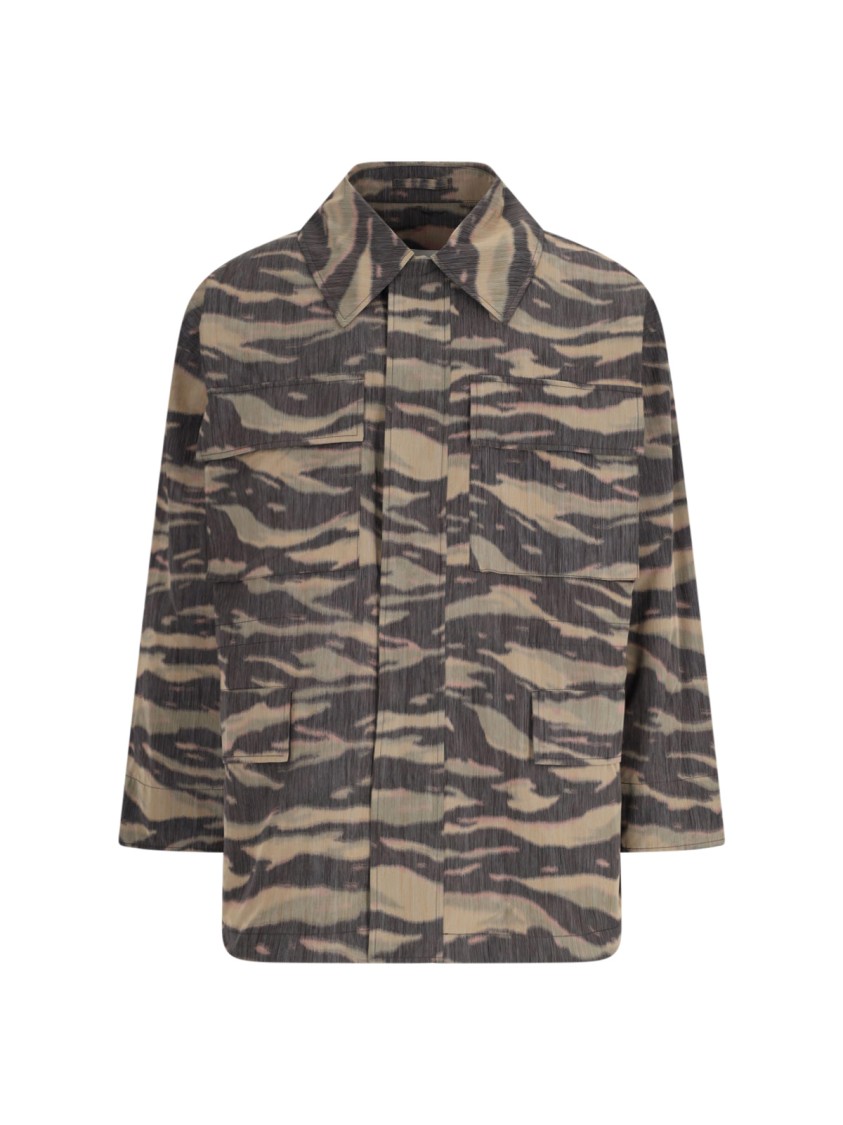 Jil Sander Camouflage Print Pointed Collar Long Sleeve Jacket