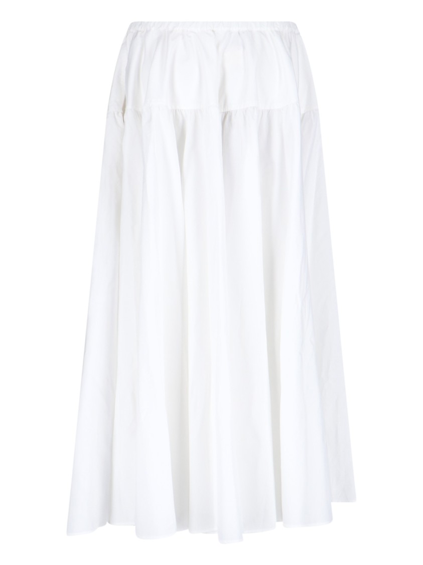 Patou High-waisted Midi Skirt With Draped Detailing In White