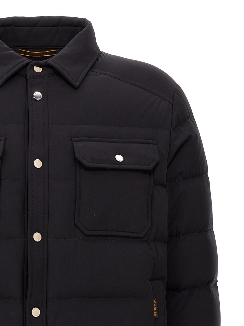 Moorer Overshirt With Quilted Design And Front Pockets In Black