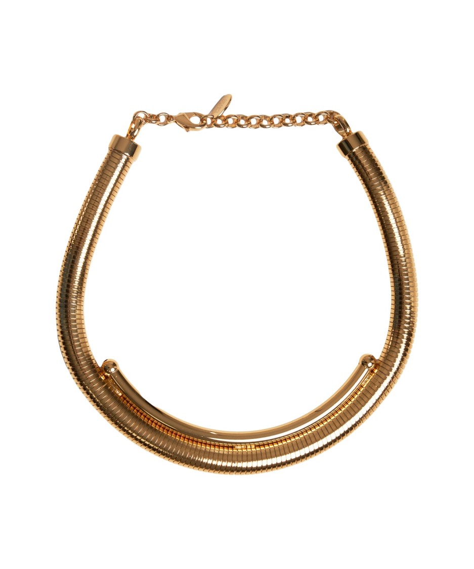 Shop Radà Textured Gold Necklace With Logo Pendant