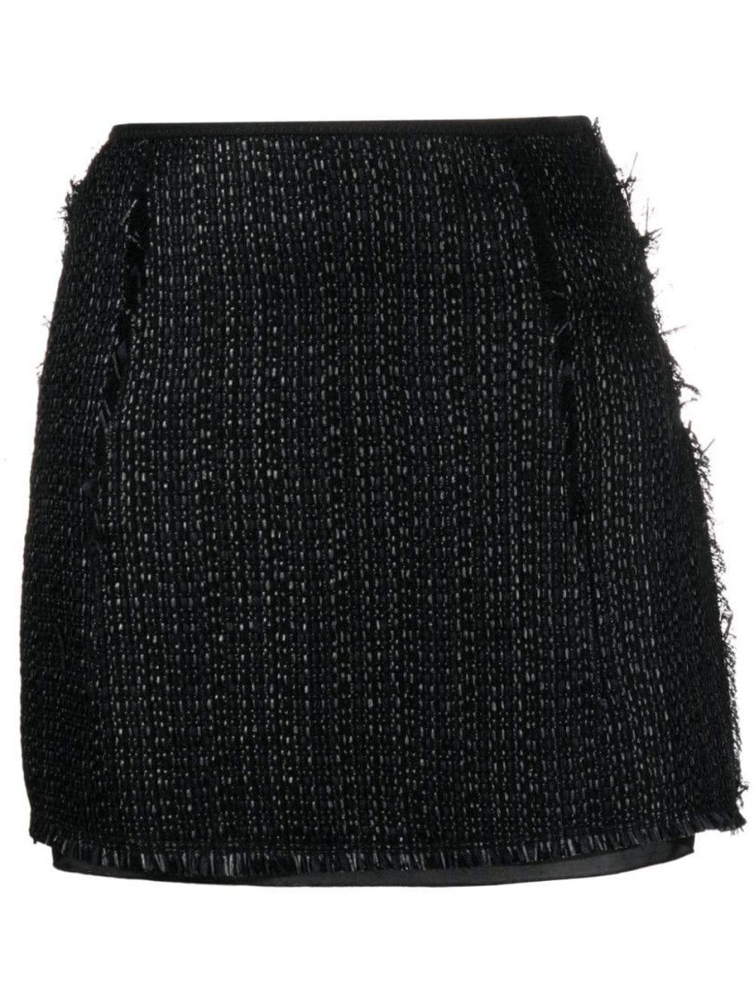 Lanvin Textured A-line Skirt With Fitted Waist In Black