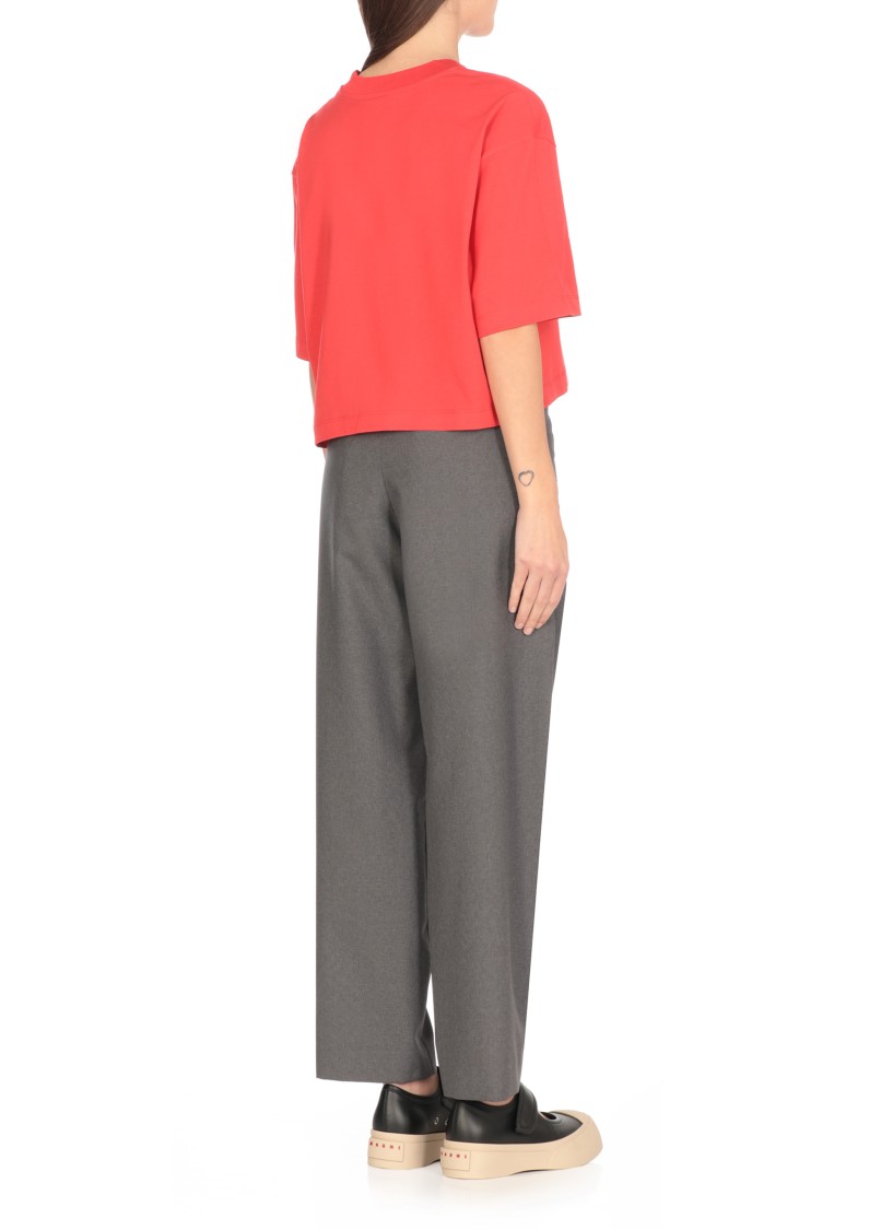Shop Marni Scribbled Logo T-shirt In Red