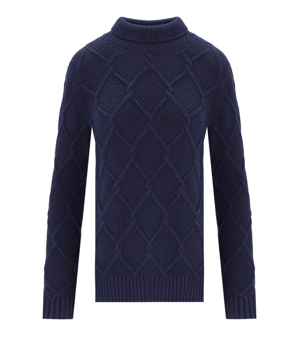Barbour Burne Roll Blue Turtleneck Sweater In Blue
