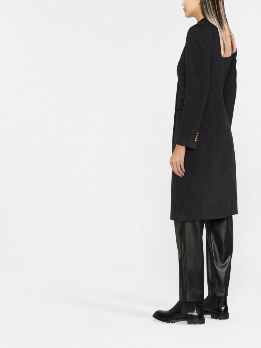 Tagliatore Double-breasted Wool And Cashmere Coat With Gold Buttons In Black