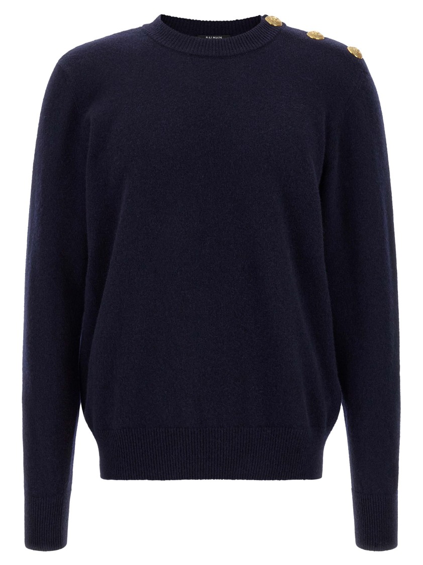 Balmain Classic Crew Neck Sweater In Blue