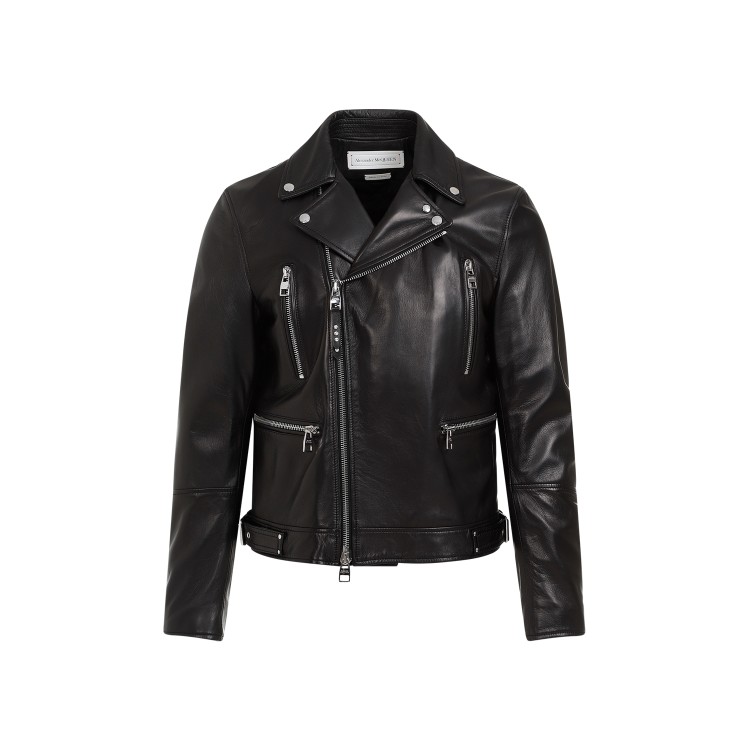 Alexander Mcqueen Black Lamb Leather Biker Jacket Leather
