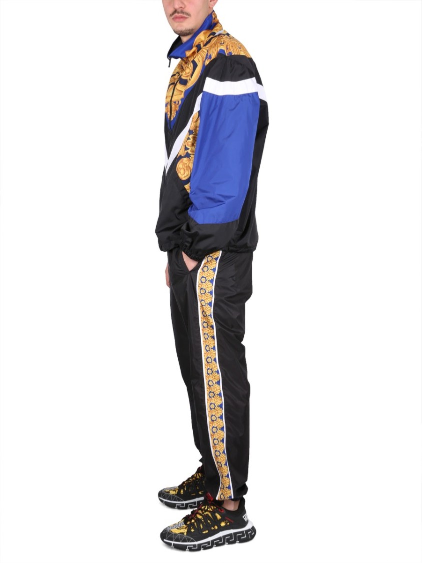 Versace Graphic-stripe Taffeta Track Pants In Black
