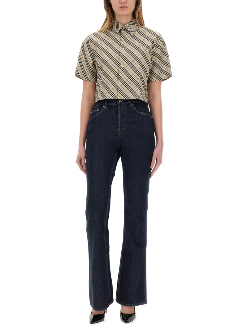 Shop Burberry High-waisted Straight Jeans In Blue