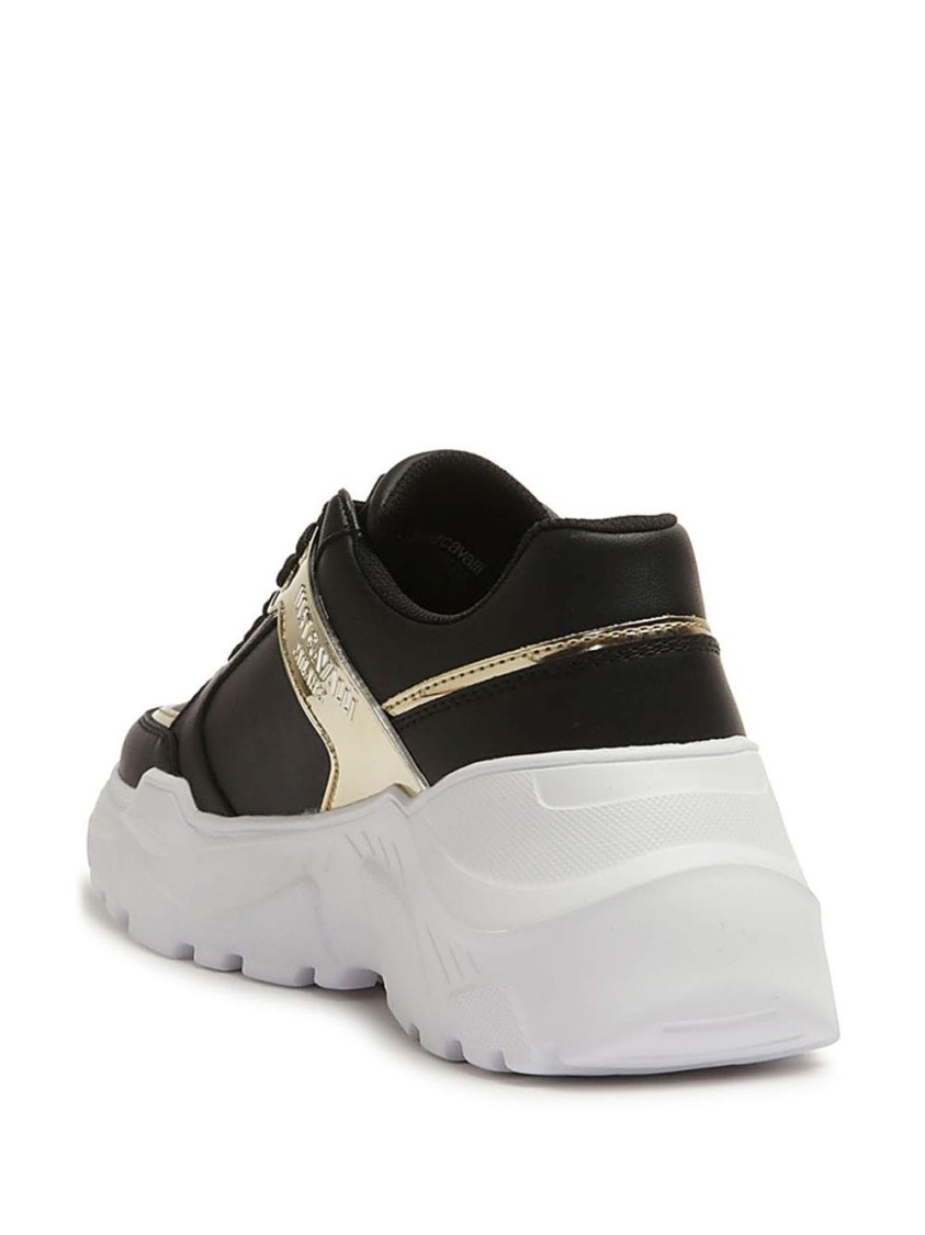 JUST CAVALLI JUST CAVALLI BLACK SNEAKERS WITH MATERIALS AND DETAILING