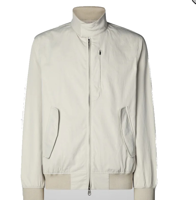 Save The Duck Beige Coat With High Collar And Zip Closure In White