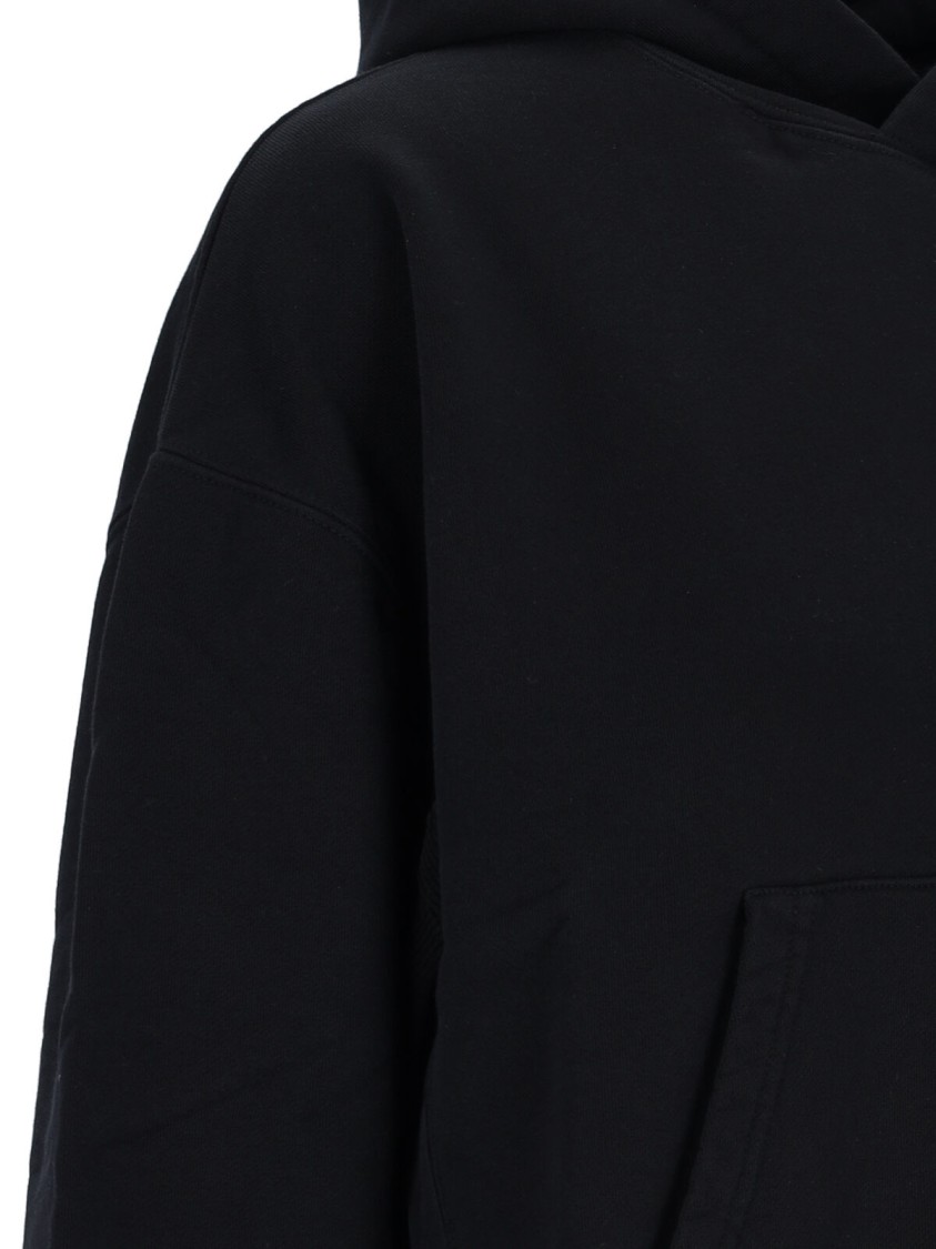 Jw Anderson J. W. Anderson Cropped Black Hoodie With Subtle Branding And Relaxed Fit In Black