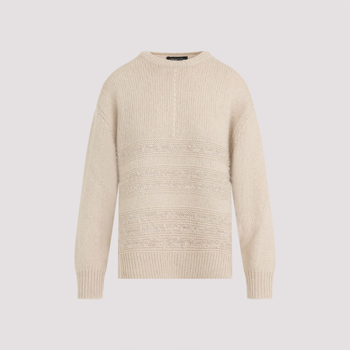 Fabiana Filippi Textured Knit Camel Sweater With Ribbed Edges