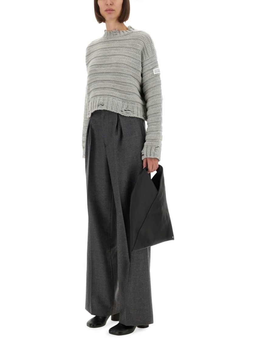 Mm6 Maison Margiela Mm6 By Maison Margiela Wide-leg Tailored Pants In Soft Virgin Wool In Gray