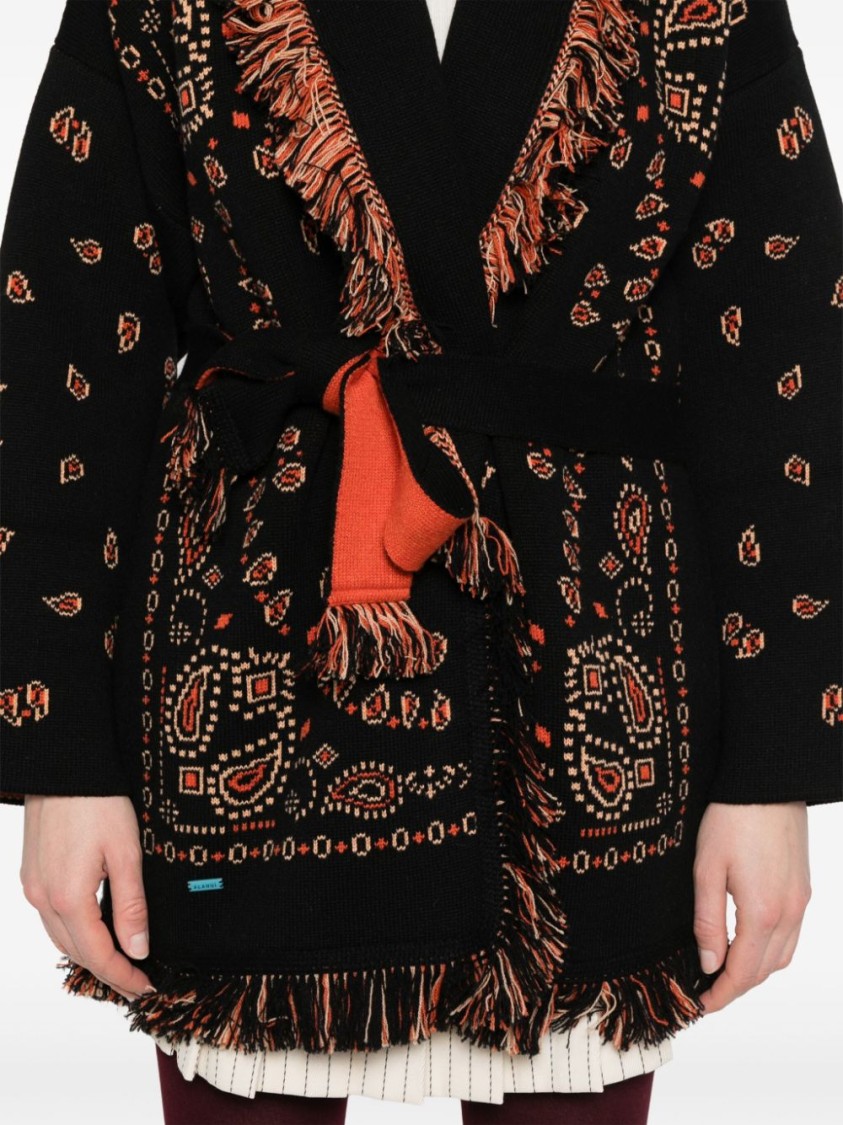 Alanui Intricately Patterned Black Cashmere Sweater In Multi