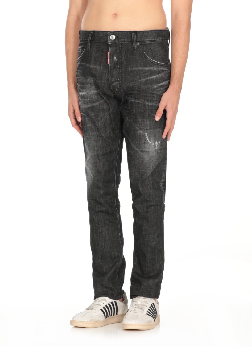 Dsquared2 Crystal-embellished Slim-cut Jeans In Grey
