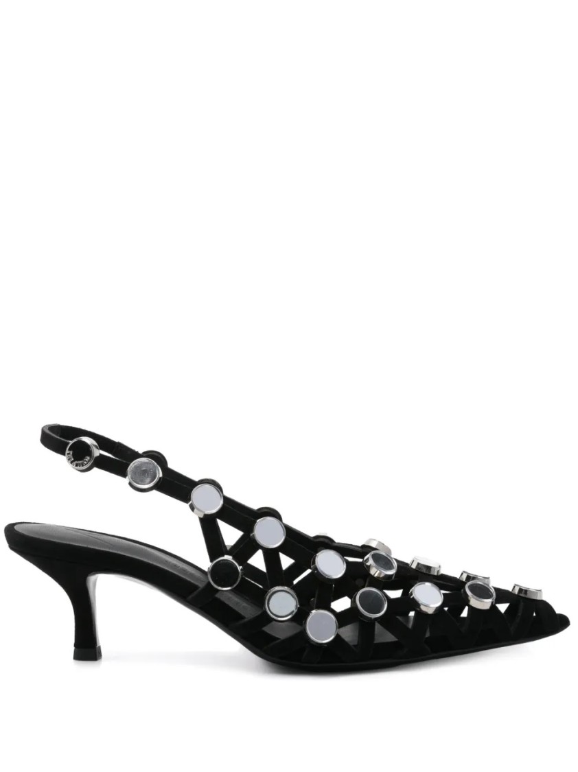 Attico The Grid Pumps With 50mm Back Strap In Black