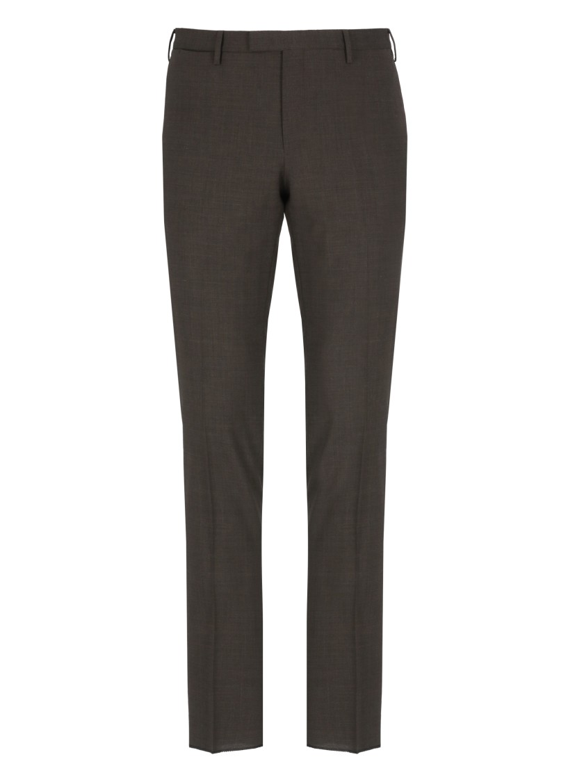 Pt Torino Taupe Colour Wool Trousers In Brown