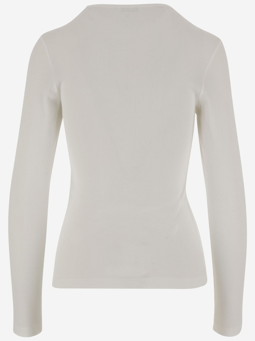 Ferragamo Cotton Top With Shaped Neckline In White
