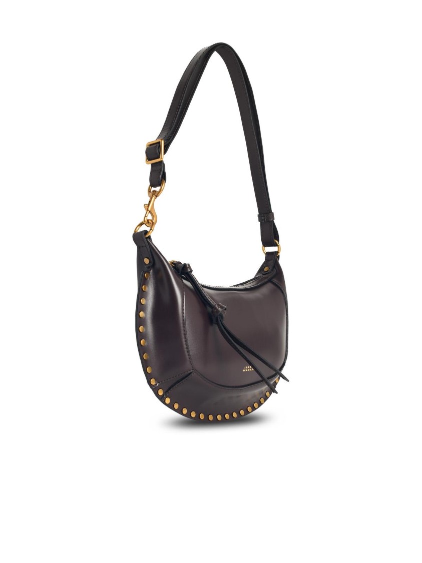 Isabel Marant Brown Oskan Moon Shoulder Bag In Black