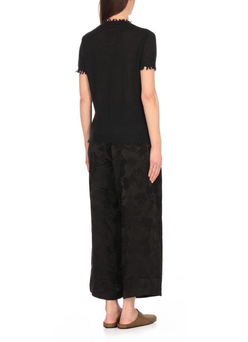 Uma Wang Black Cashmere Top With Ripped Details In Black