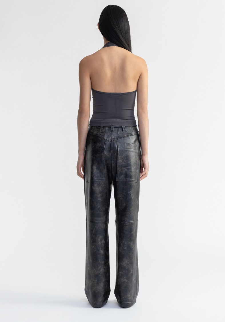 Shop Aeron Sugarplum - Knitted Halterneck Top In Black