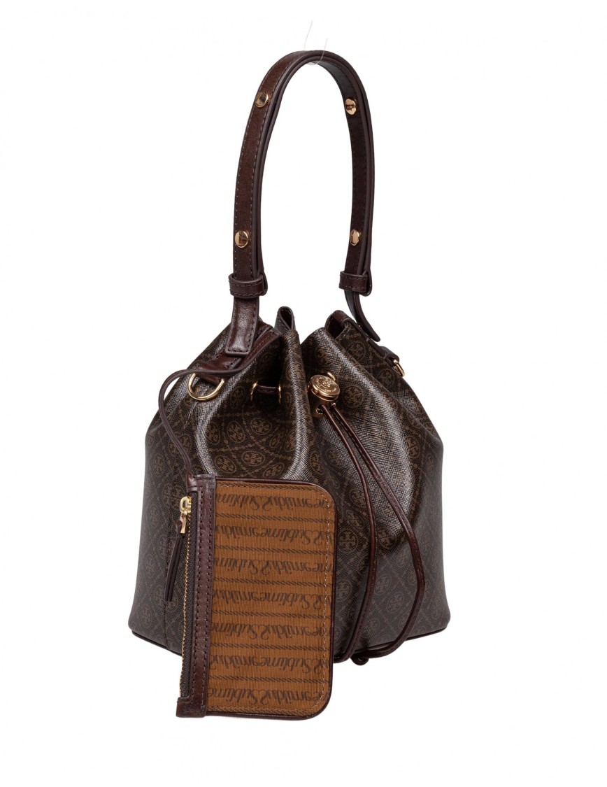 Tory Burch Monogram Printed Cotton Bucket Bag