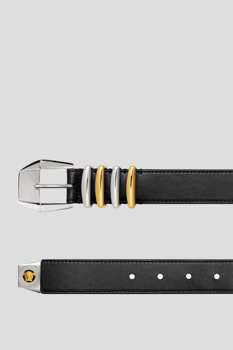 Versace Medusa Heritage Leather Belt In Red