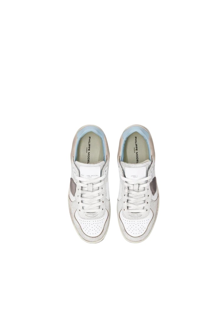 Philippe Model Veau Crackle Blanc Ciel Sneakers In White