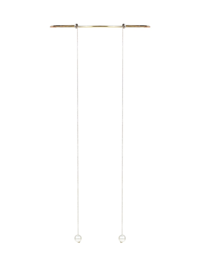 D.delettrez Elongated Bar Necklace In 18kt Yellow Gold In White