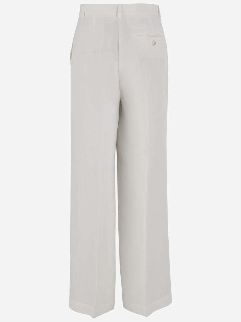 Pinko Palazzo Pants With Center Stripe And Concealed Closure In White