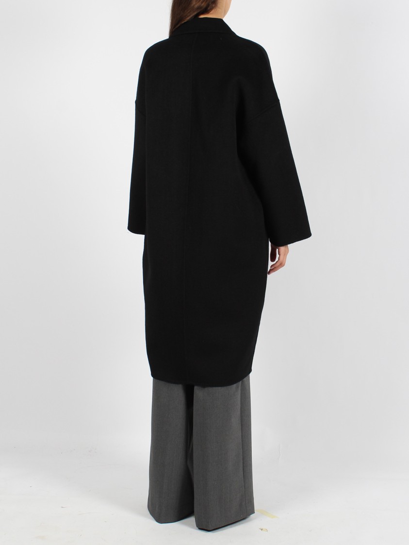 Leon & Loulou Paris Double Breasted Coat In Black