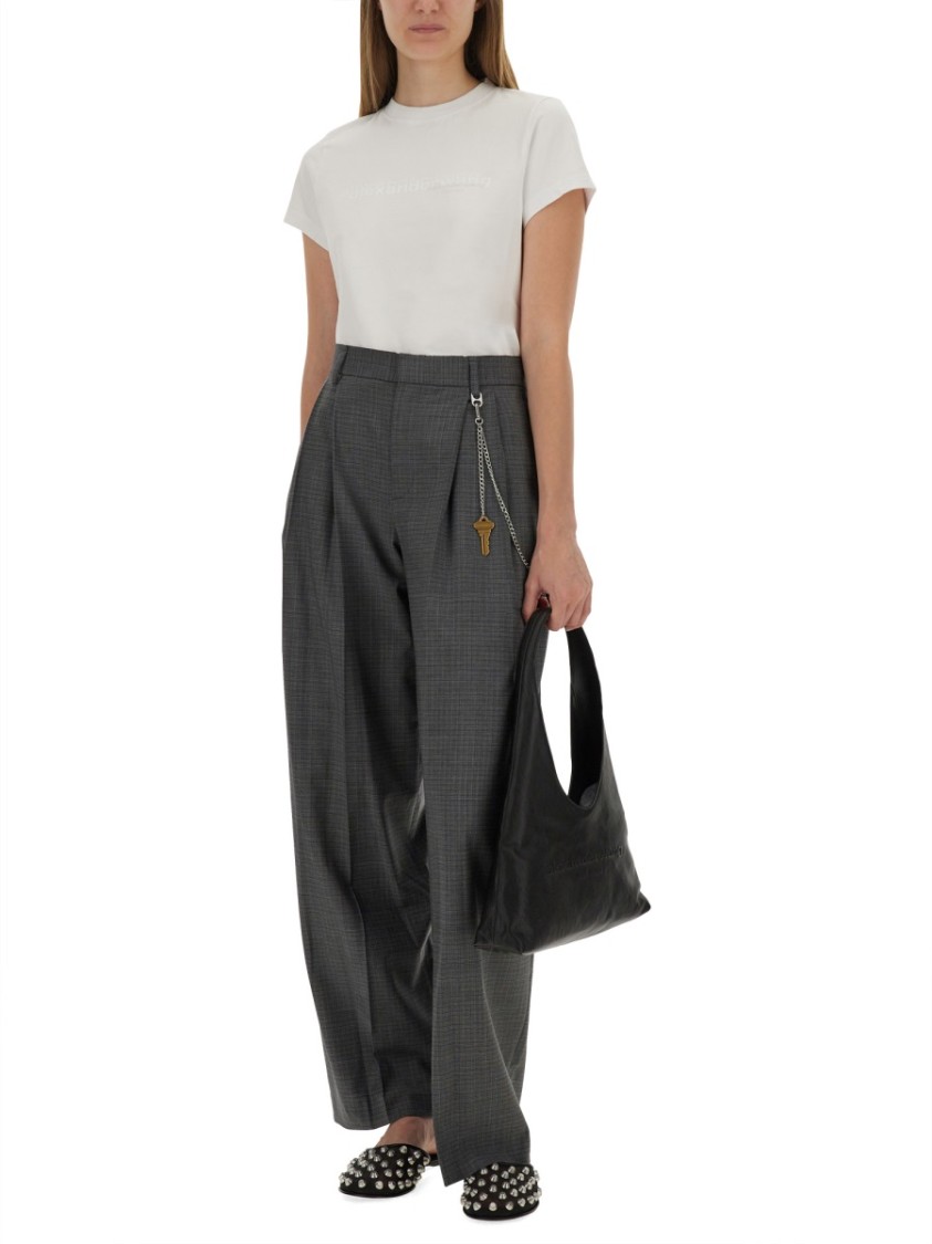 Alexander Wang Fitted Shrunken Tee With Classic Crew Neckline In White
