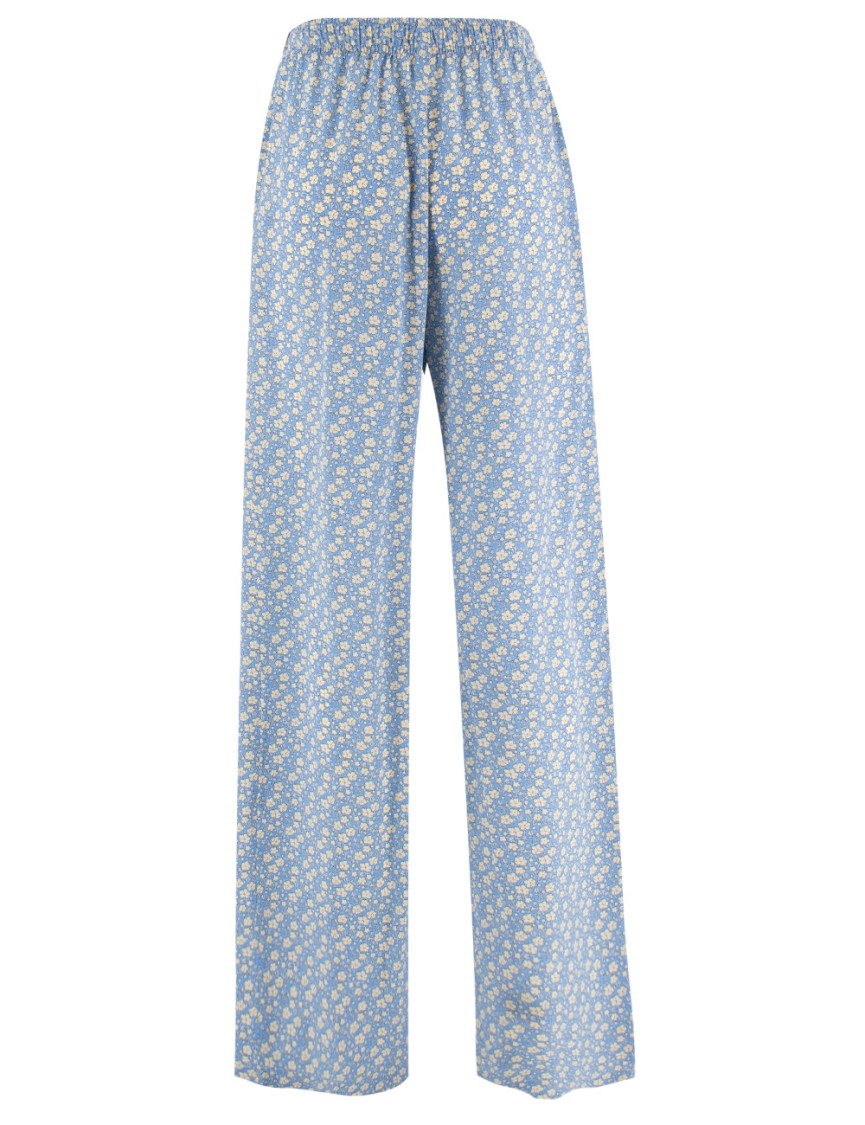 Ermanno Scervino Fluid Silk Trousers With Floral Print